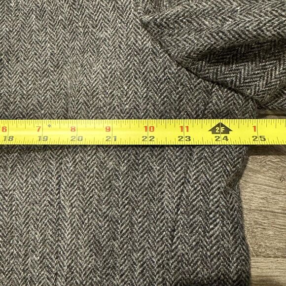 Vintage Silversteins Overcoat Mens L Gray Herringbone Pure Wool Topcoat Long - Picture 8 of 10